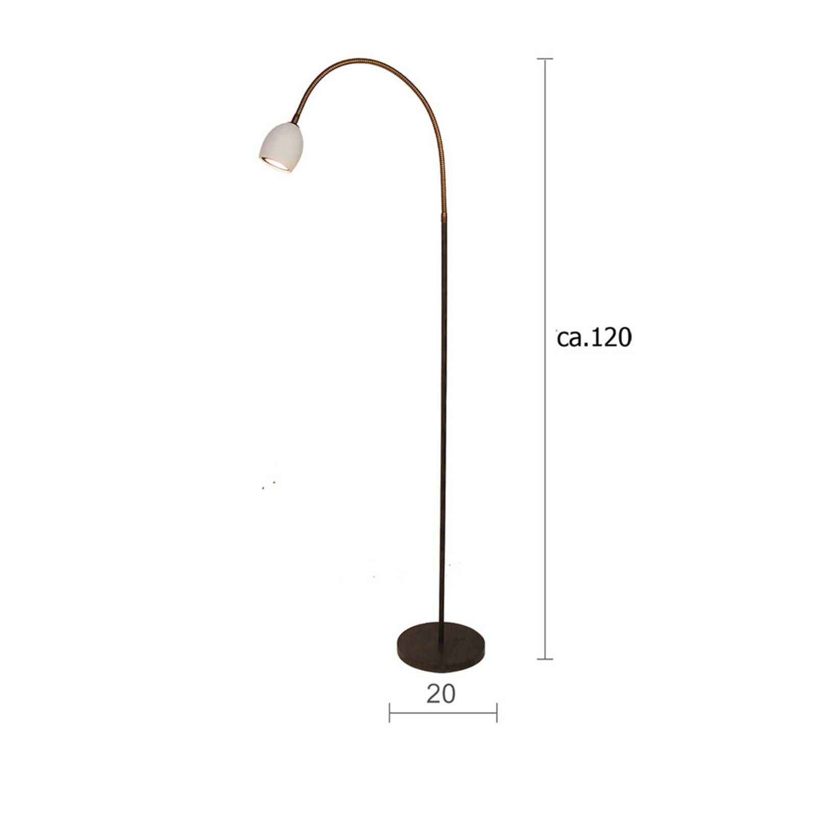 Menzel Provence matná stojaca lampa 1 flexi rameno, Obývacia izba / jedáleň, železo, keramika, GU10, 12W, K: 120cm