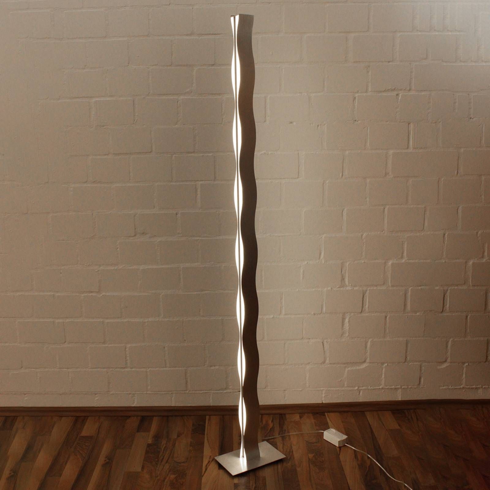 Eco-Light Stojaca LED lampa Wave, nikel, Obývacia izba / jedáleň, kov, 24W, P: 16 cm, L: 26 cm, K: 177cm