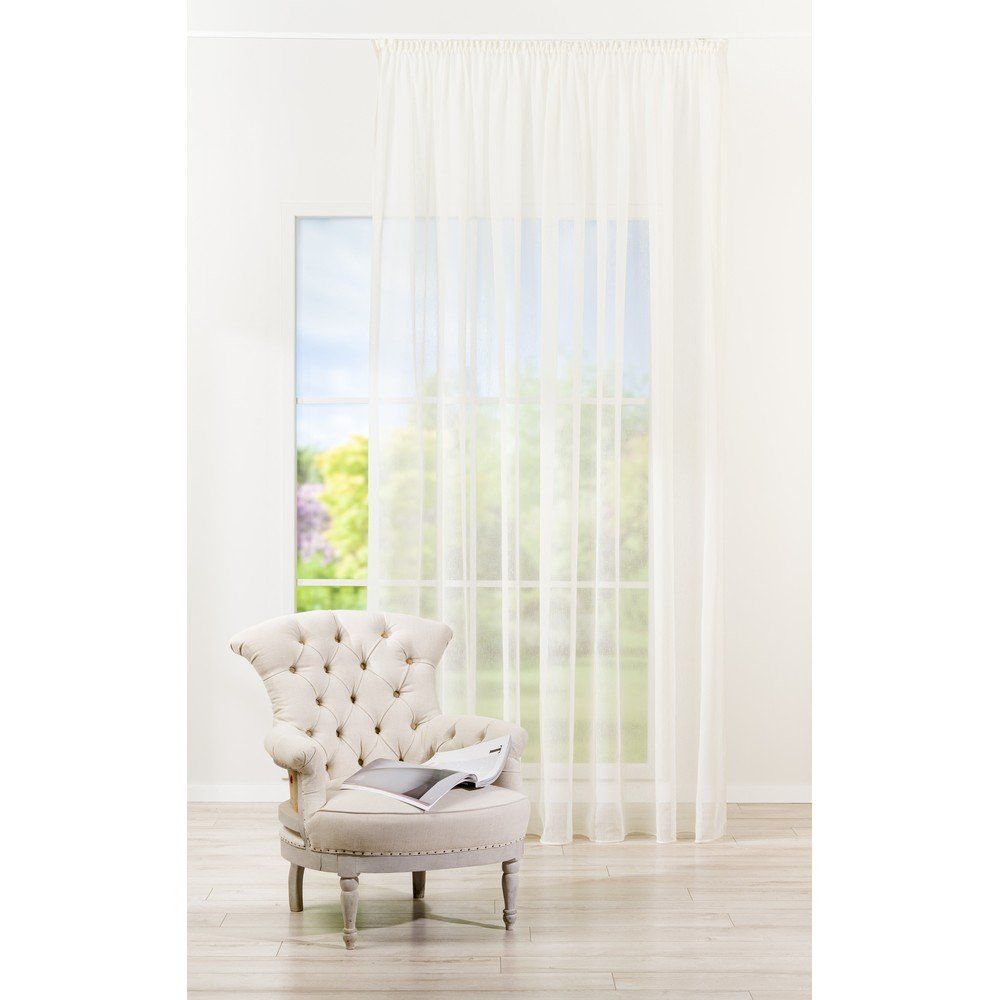 Krémovobiela záclona 300x260 cm Plano – Mendola Fabrics