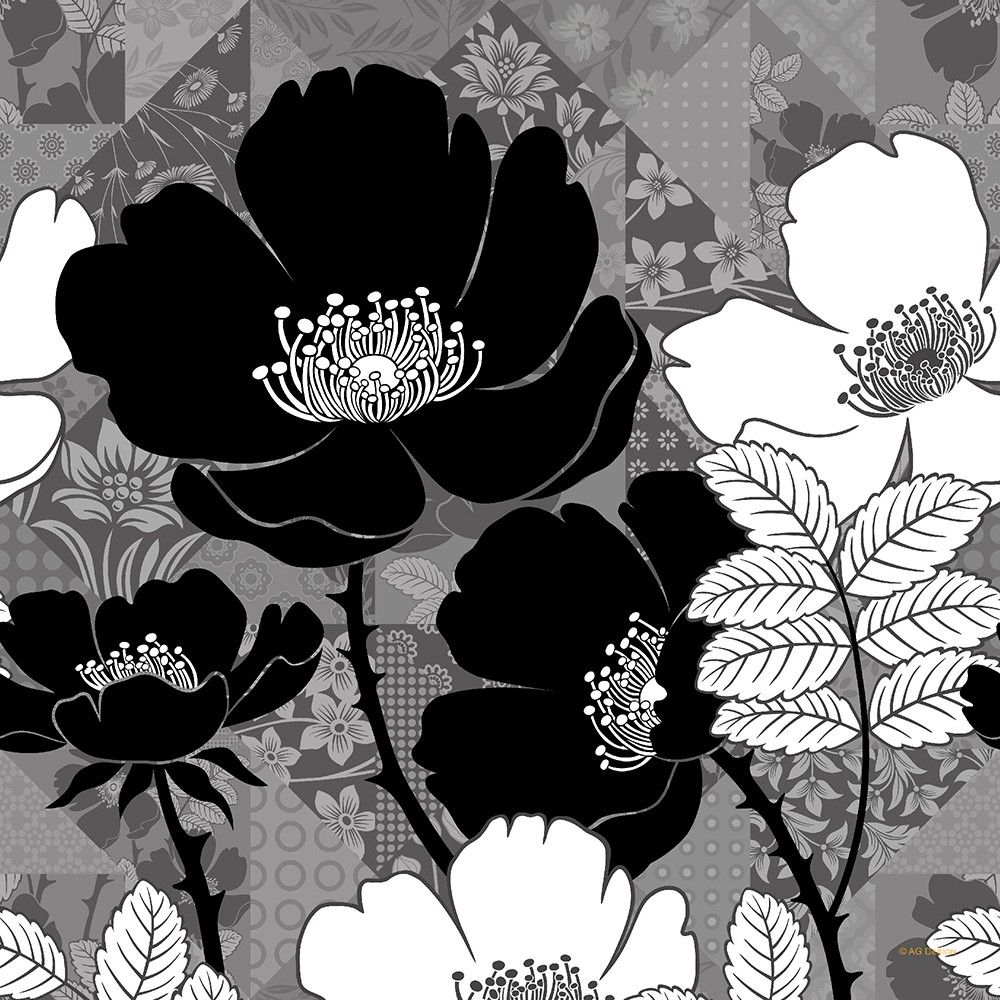 CN 3621 AG Design Foto vankúš Flora Black, veľkosť 45 x 45 cm