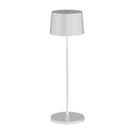 Egger Licht Tosca stolná LED lampa s batériou, biela, Obývacia izba / jedáleň, hliník s práškovou farbou, 2.2W, K: 35.5cm