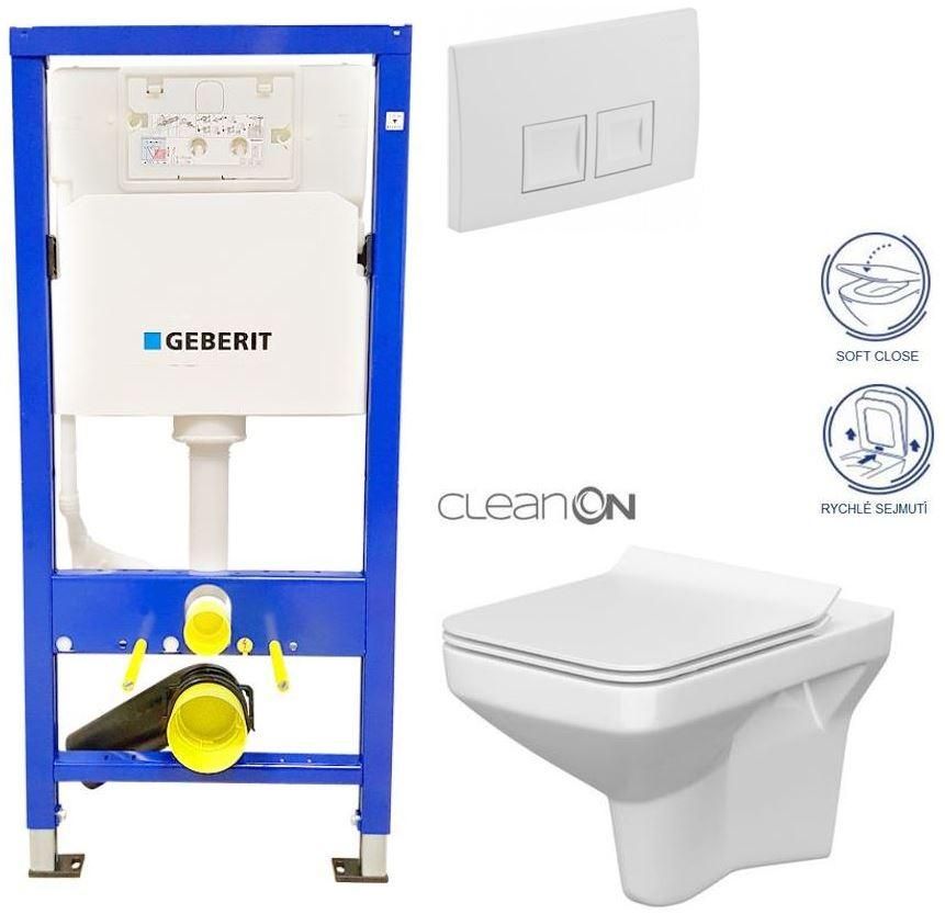 GEBERIT DuofixBasic s bielym tlačidlom DELTA50 + WC CERSANIT CLEANON COMO + SEDADLO 458.103.00.1 50BI CO1