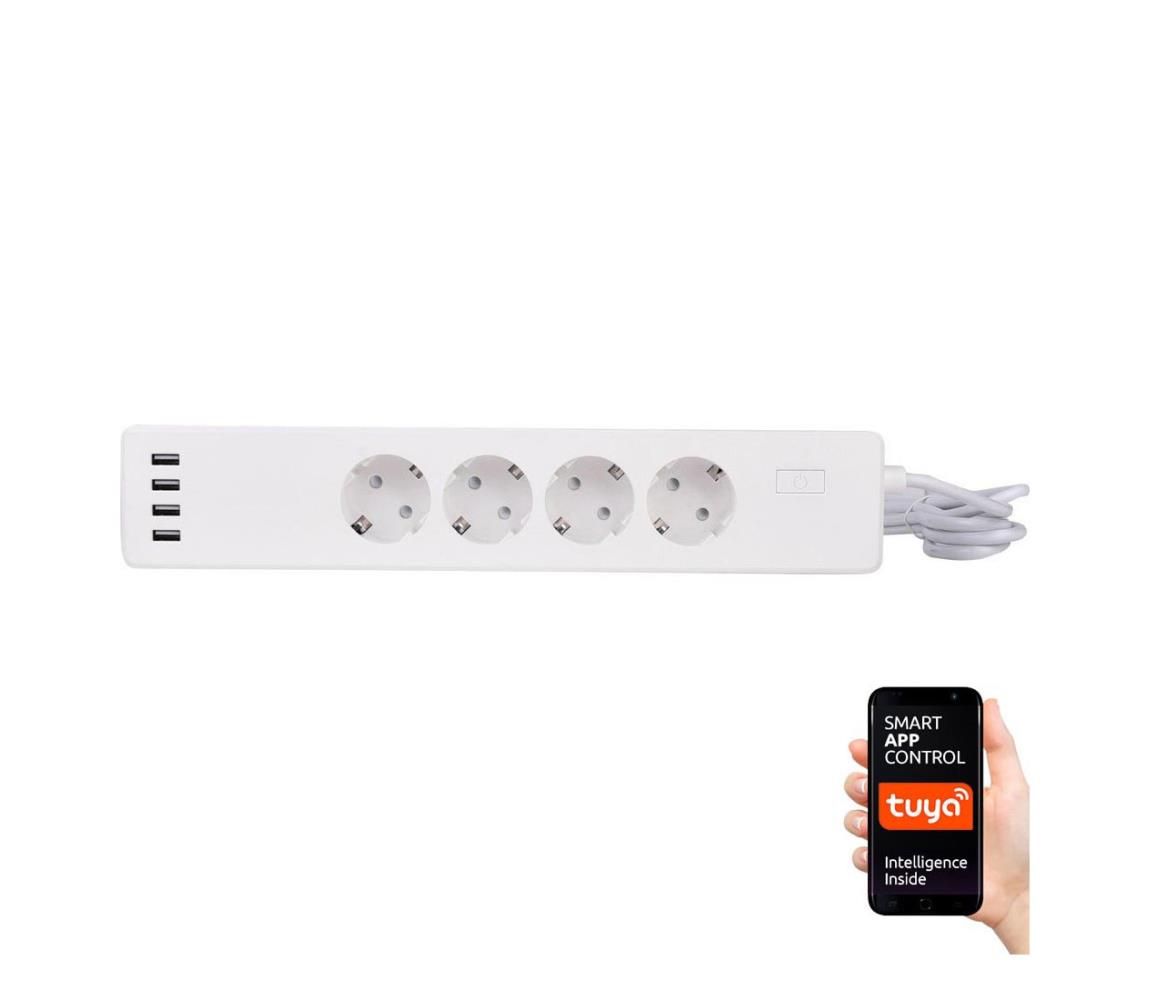 Predlžovací kábel s vypínačom 1,8 m + 4xUSB/Wi-Fi Tuya