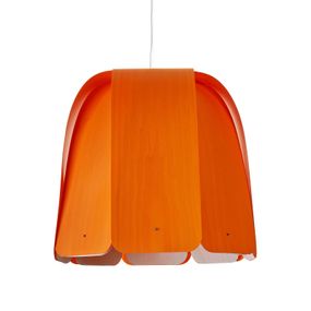 LZF LamPS Domo závesná lampa oranžová, Obývacia izba / jedáleň, drevená dyha, kov, E27, 14W, P: 38 cm, L: 38 cm, K: 38cm