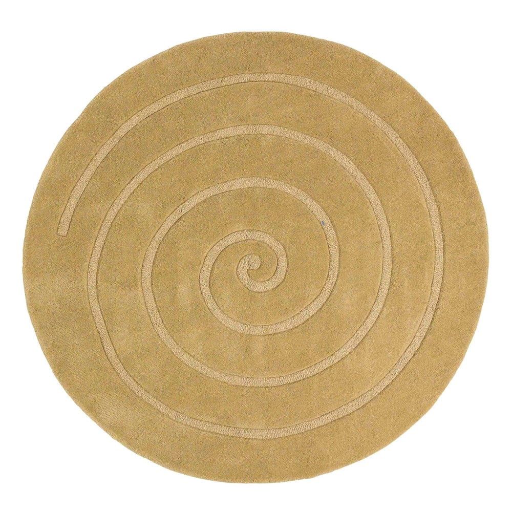 Béžový vlnený koberec Think Rugs Spiral, ⌀ 140 cm