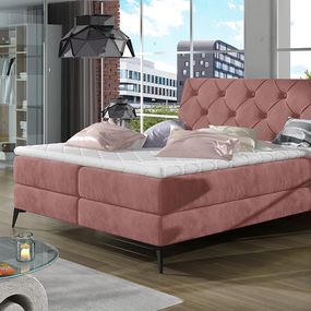 Čalúnená manželská posteľ s úložným priestorom Lazio 160 - ružová (Kronos 29)