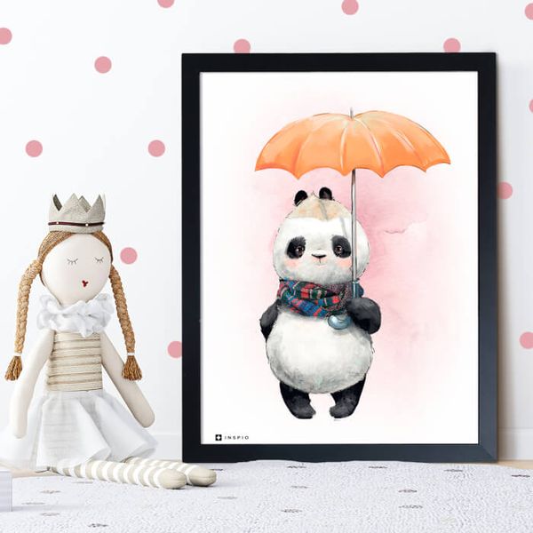 Tabuľka do detskej izby - Panda s dáždnikom