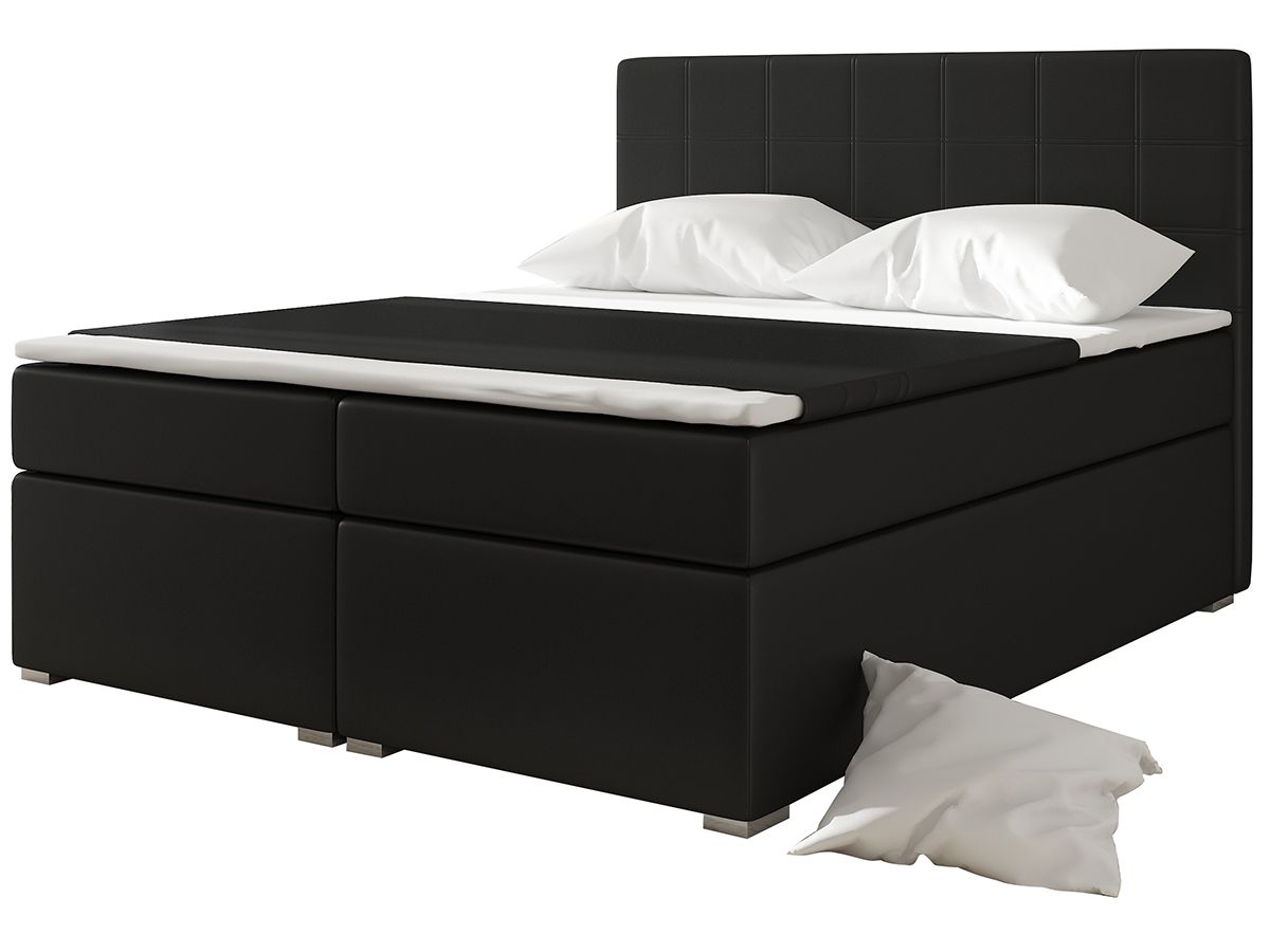 Čalúnená manželská posteľ s úložným priestorom Anzia 180 - čierna (Soft 11)