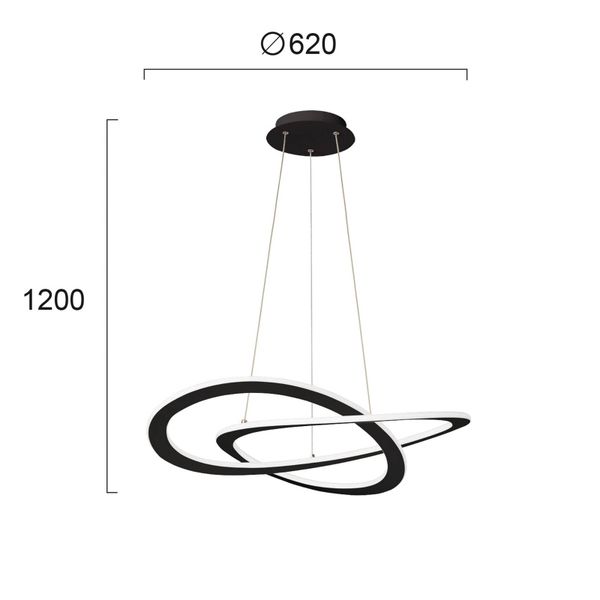 Viokef Závesné LED svietidlo Charlie, Ø 62 cm, čierne, Obývacia izba / jedáleň, plast, hliník, 50W