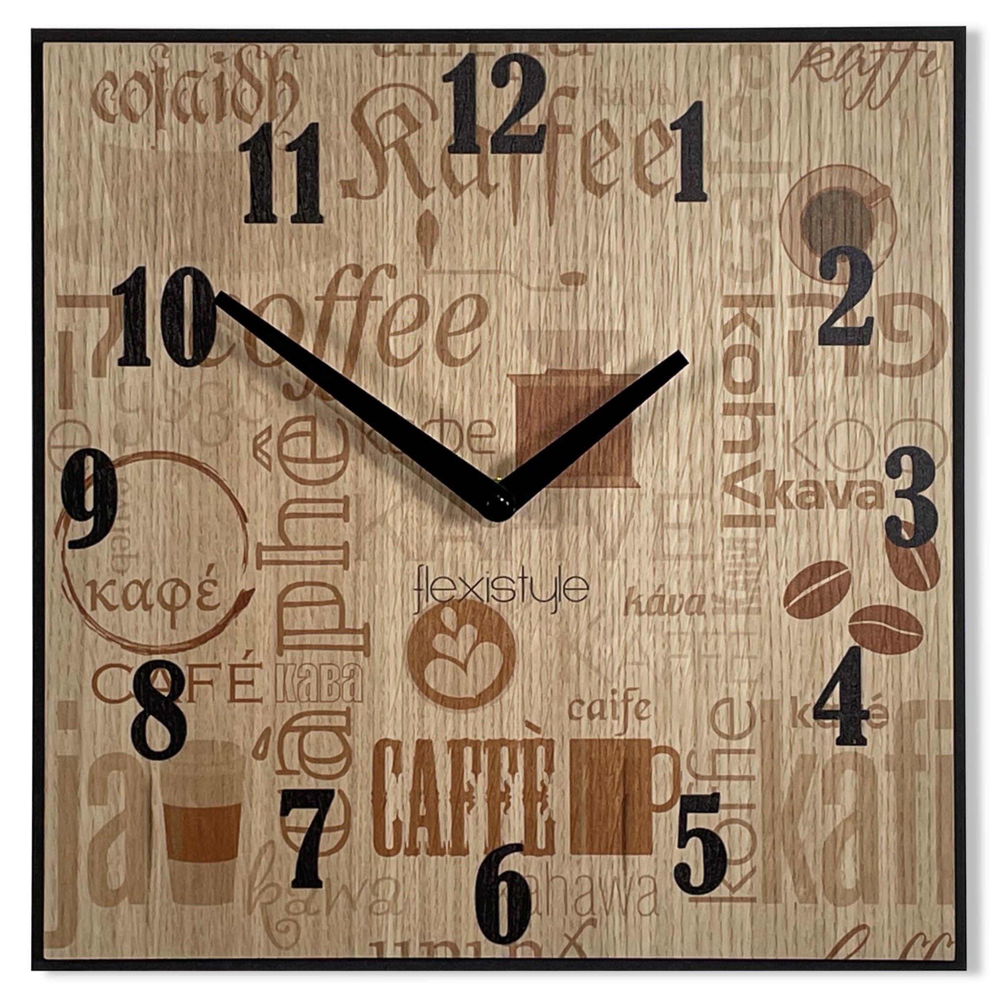 DomTextilu Drevené hodiny s nápismi coffe 67501
