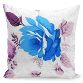 DomTextilu Biela obliečka s krásnym modrým kvetom uprostred 40 x 40 cm 32000-161994