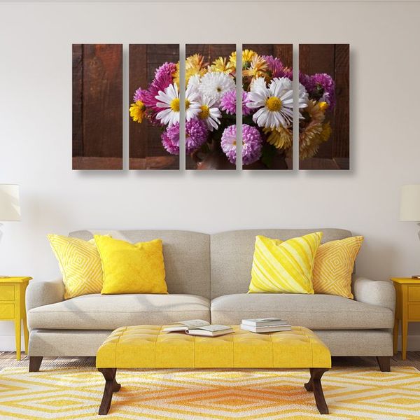 5-dielny obraz zátišie s jesennými chryzantémami - 200x100