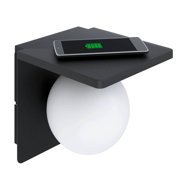 EGLO Nástenné svietidlo Ciglie s funkciou nabíjania QI, Obývacia izba / jedáleň, hliníková zliatina, sklo, E14, 40W, L: 18 cm, K: 18cm