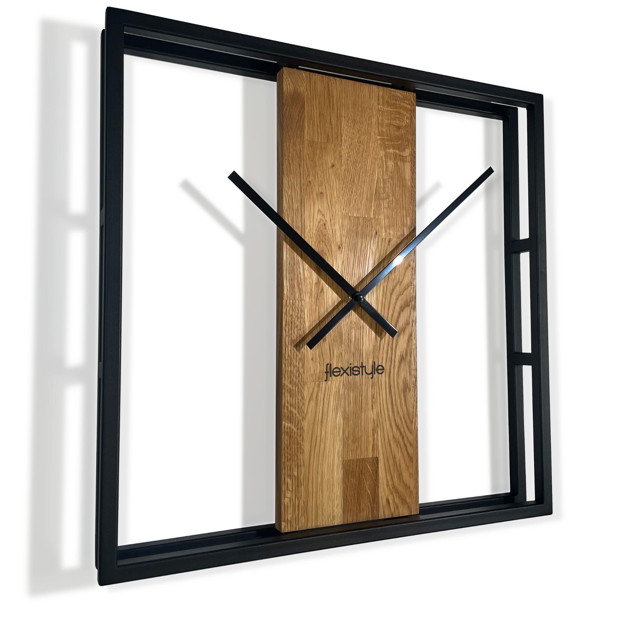 DomTextilu Dizajnové nástenné hodiny v kombinácií dreva a kovu 50 cm 57421