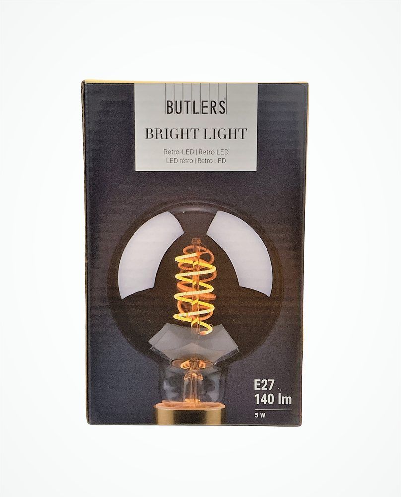Butlers BRIGHT LIGHT LED Žiarovka 9,5 cm - šedá
