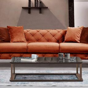 Dizajnová 3-miestna sedačka Rococo 237 cm oranžová