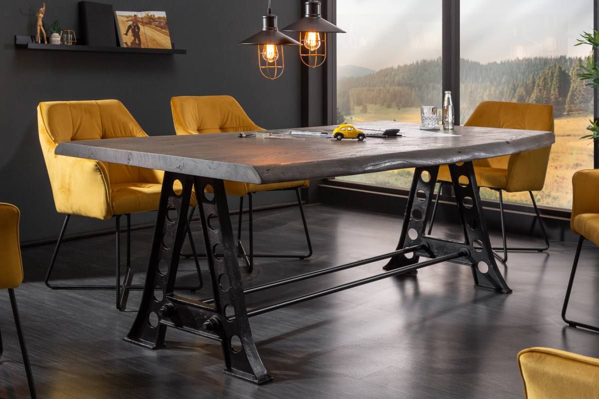LuxD Jedálenský stôl Massive Industrial 220cm sivá akácia