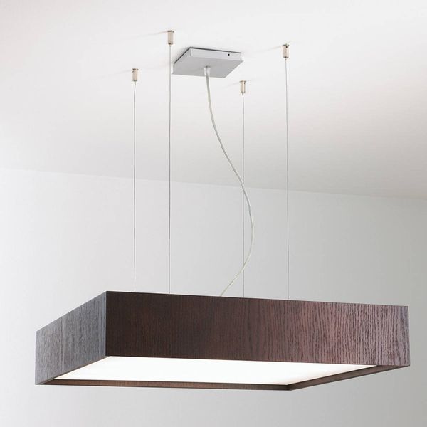 B.lux Závesná lampa Quadrat S s LED 60x60, wenge, Obývacia izba / jedáleň, drevo, plast, 8W, P: 62 cm, L: 62 cm, K: 12cm