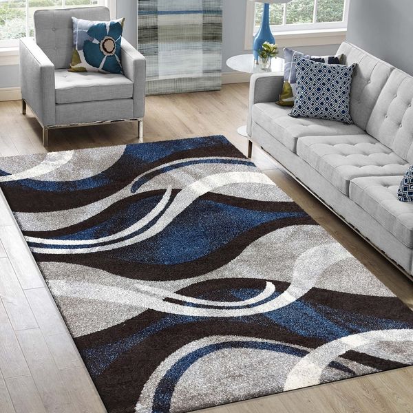 DomTextilu Originálny koberec s abstraktným vzorom v modrošedej farbe 45687-215686