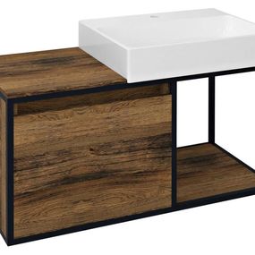 SAPHO - SKARA umývadlová skrinka 100x49,5x46,5cm, čierna mat/dub Collingwood CG004-1919