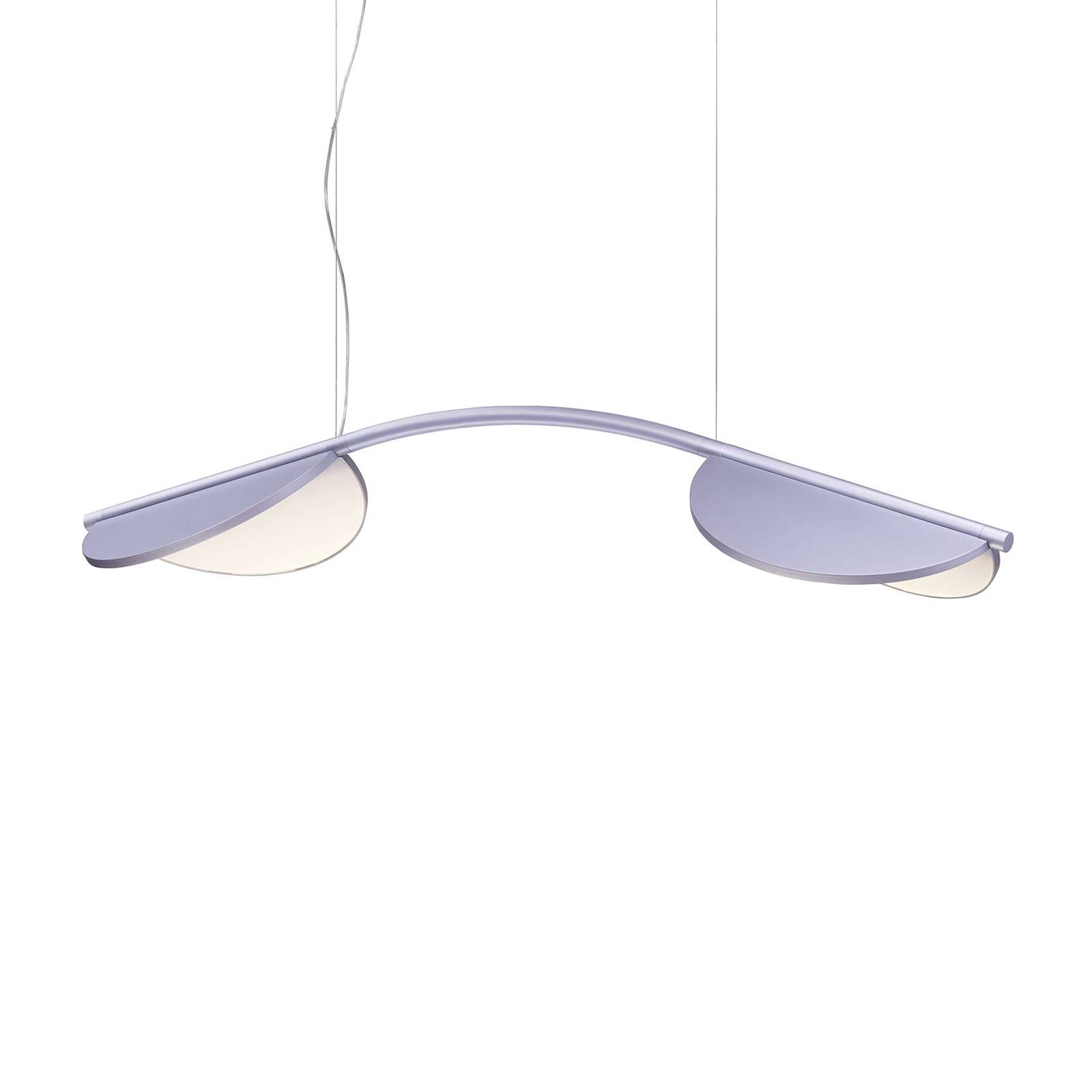 FLOS Almendra Arch závesné LED svetlo dlhé fialová, Obývacia izba / jedáleň, hliník, 30W, P: 130.59 cm, L: 32.37 cm, K: 18.88cm