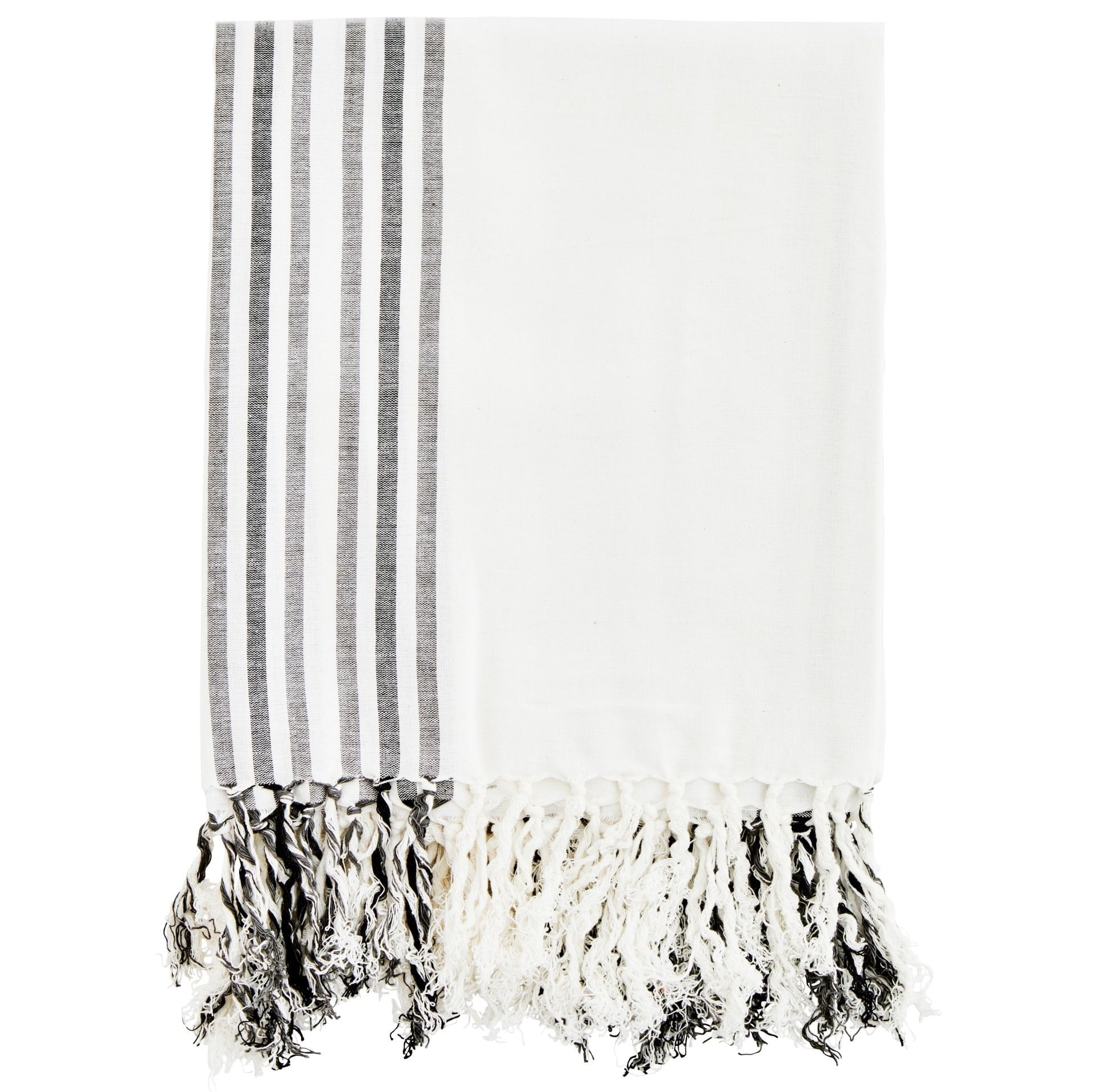 MADAM STOLTZ Bavlnený uterák so strapcami Off White 100×180 cm