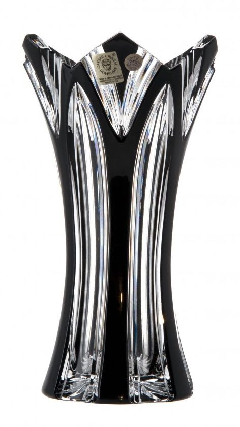 Krištáľová váza Lotos II, farba čierna, výška 205 mm
