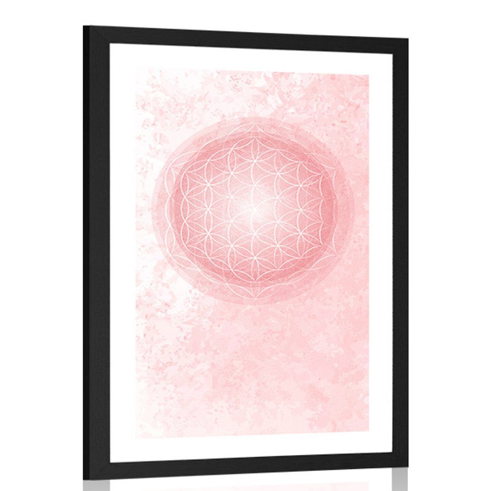 Plagát s paspartou Mandala v jemných tónoch - 40x60 black