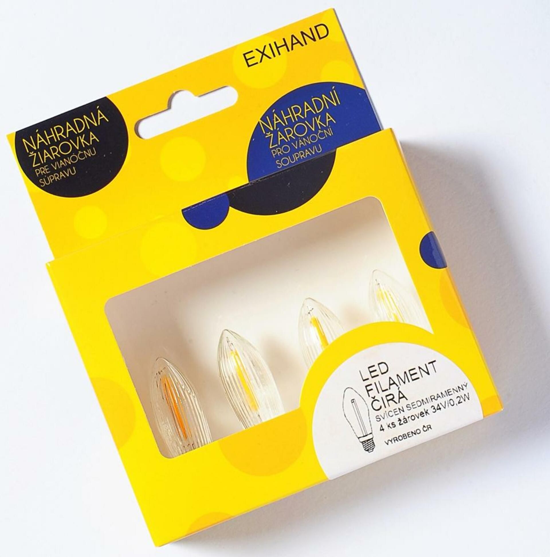 Exihand Blistr 4 čiré žárovky LED FILAMENT pro svícen 34V/0,25W