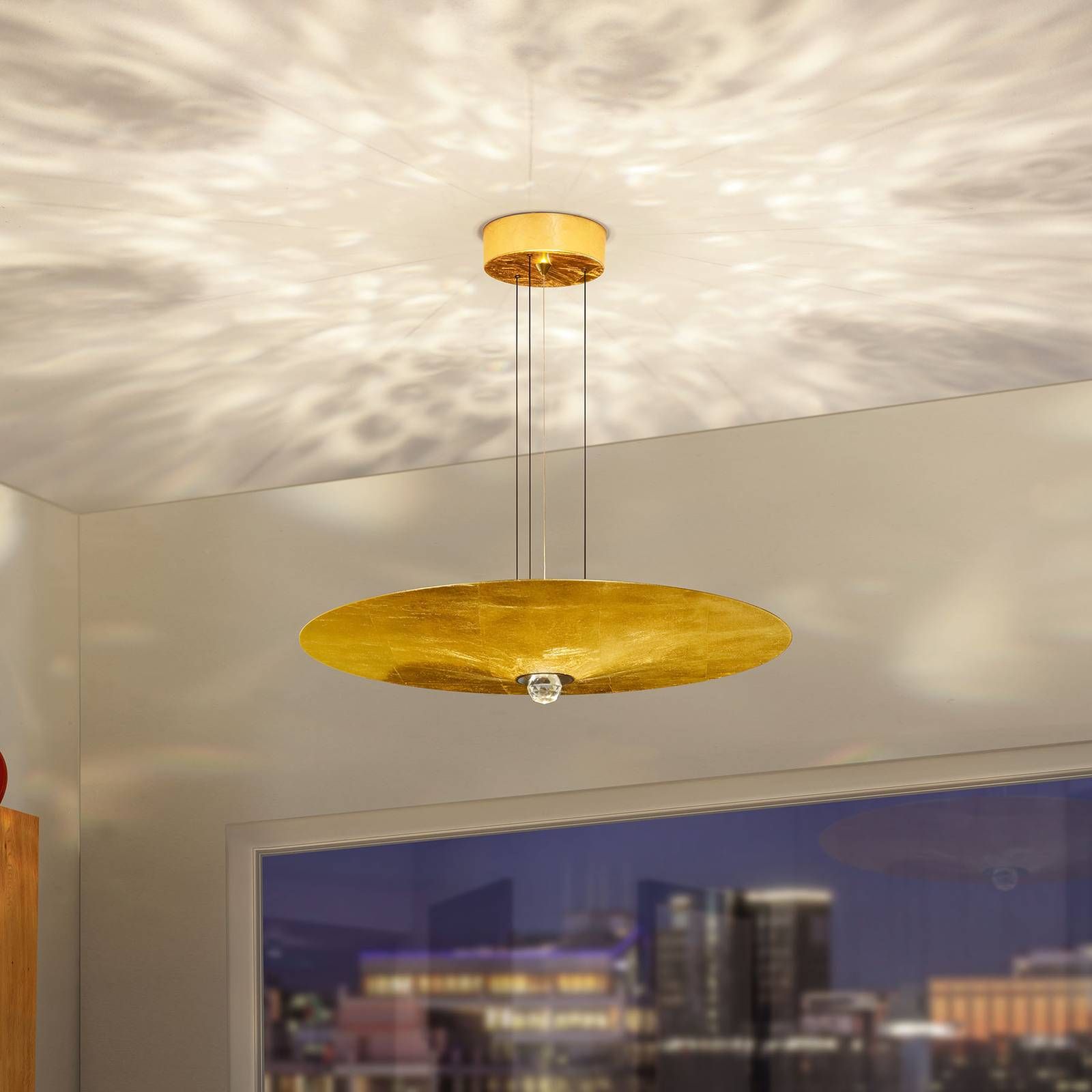 BANKAMP Wisdom LED svietidlo lístkové zlato Ø 60cm, Obývacia izba / jedáleň, hliník, 6W