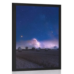 Plagát kopa sena v mesačnom svite - 40x60 black