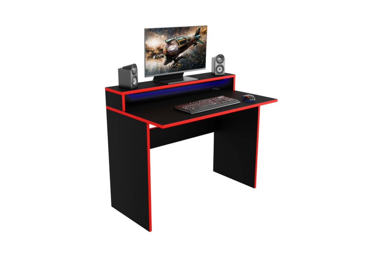 Expedo Počítačový herný stôl KADET + LED, 100x86x50, čierna