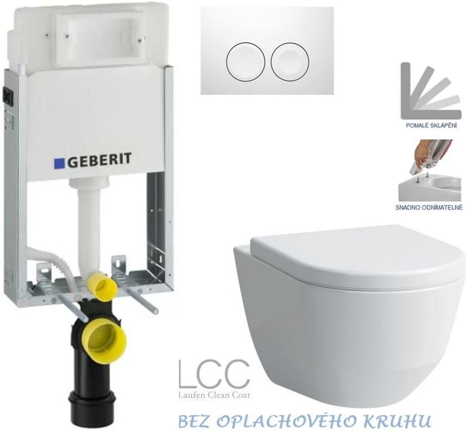 GEBERIT KOMBIFIXBasic vr. bieleho tlačidla DELTA 21 + WC LAUFEN PRO LCC RIMLESS + SEDADLO 110.100.00.1 21BI LP2