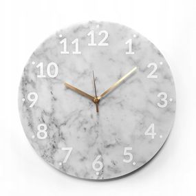 DomTextilu Ručne vyrábané mramorové hodiny v bielej farbe 28790