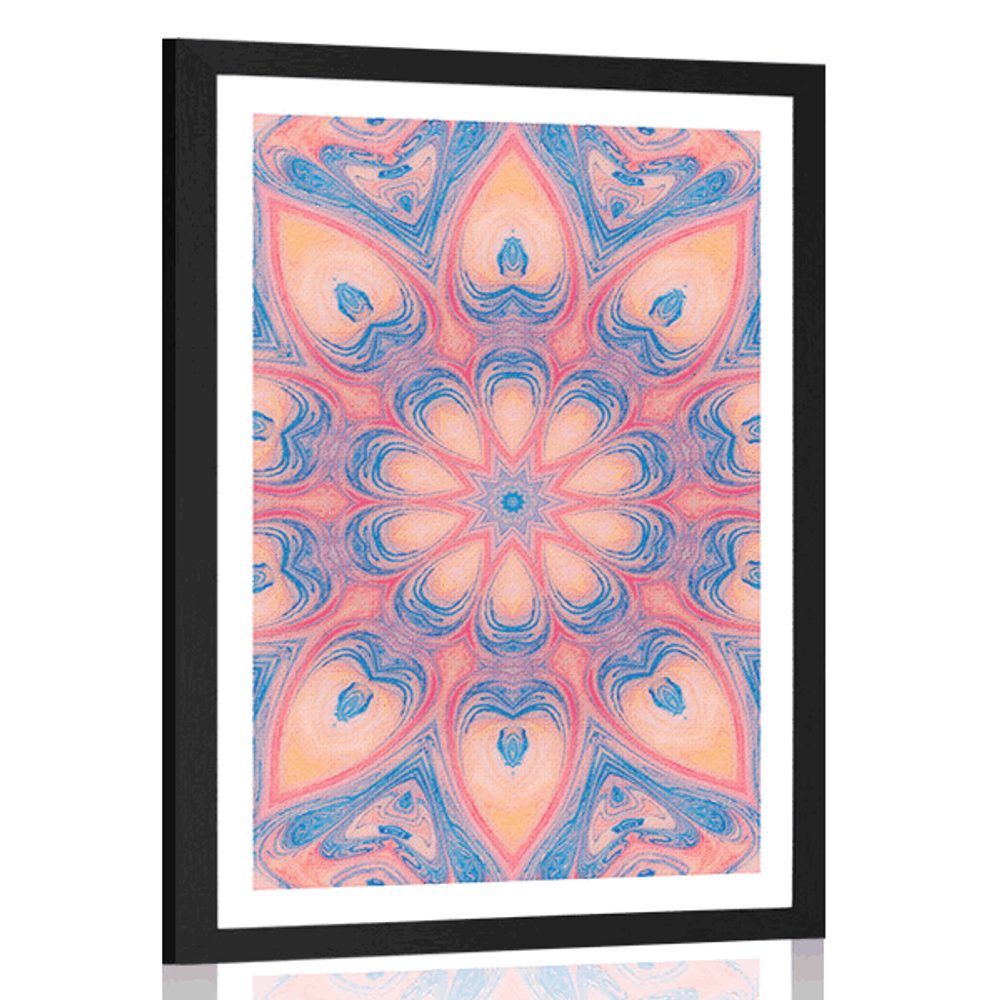 Plagát s paspartou hypnotická Mandala - 40x60 black