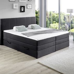 Manželská posteľ Boxspring 180 cm TBX 1090 (čierna) (s matracmi)