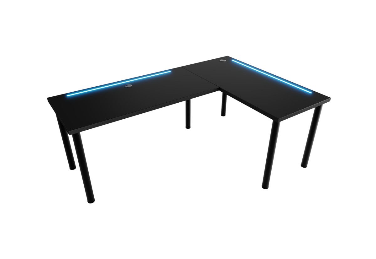 Expedo Počítačový rohový stôl LOOK N s LED, 200/135x73-76x65, čierna, pravý