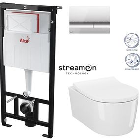 ALCADRAIN Alcadrain Sádromodul - predstenový inštalačný systém s chrómovým tlačidlom M1721 + WC CERSANIT INVERTO + SEDADLO duraplastu SOFT-CLOSE AM101/1120 M1721 IN1