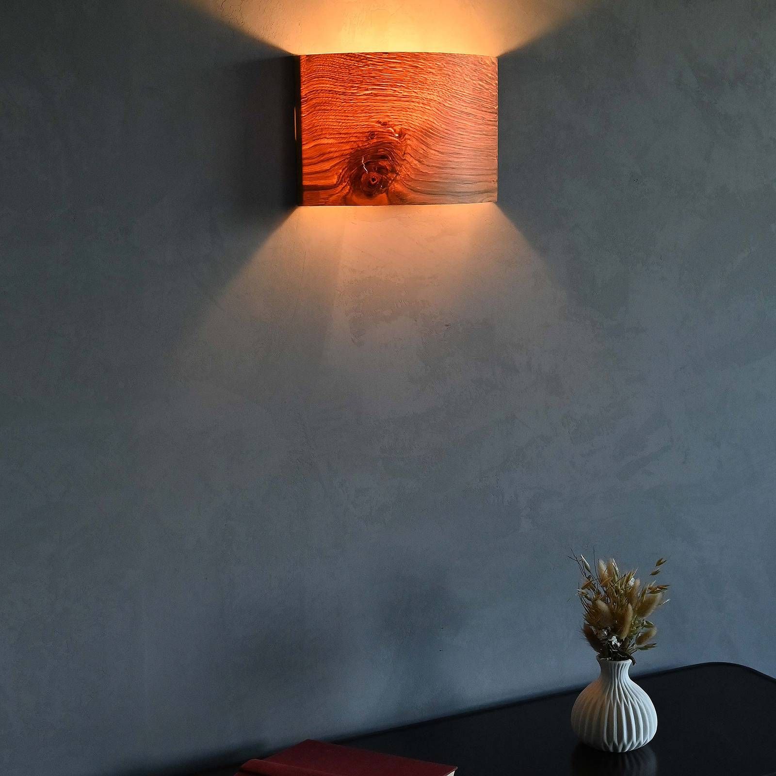LeuchtNatur Cortex nástenné svetlo Dub, Obývacia izba / jedáleň, drevo, kov, E27, 10W, L: 26 cm, K: 17cm