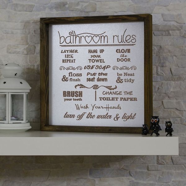 Ceduľa 34x34 cm Bathroom Rules – Evila Originals