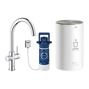 GROHE Red Duo - Stojanková páková batéria tvar J a kombinovaný bojler, objem 3 litre, chróm 30083001