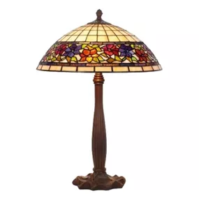 Artistar Stolná lampa Flora štýl Tiffany dole otvorená 64cm, Obývacia izba / jedáleň, kov, sklo, E27, 60W, K: 64cm