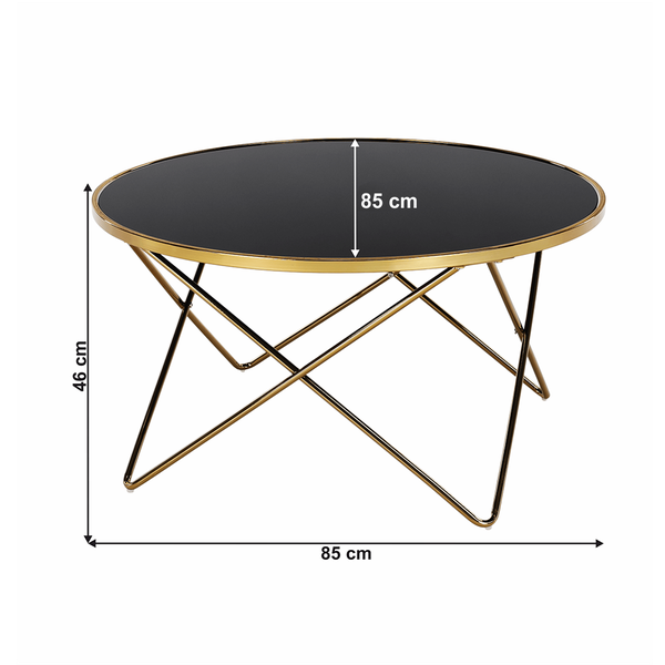 Konferenčný stolík, gold chróm zlatá/čierna, ROSALO