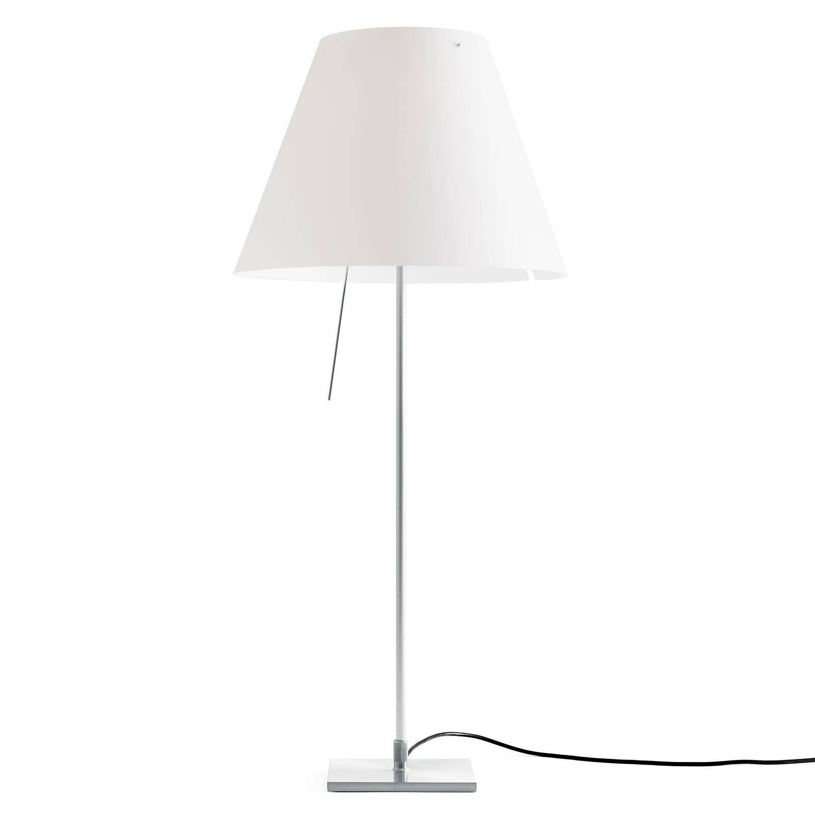 Luceplan Costanza stolová lampa D13if hliník/biela, Obývacia izba / jedáleň, hliník, polykarbonát, E27, 140W, K: 80cm