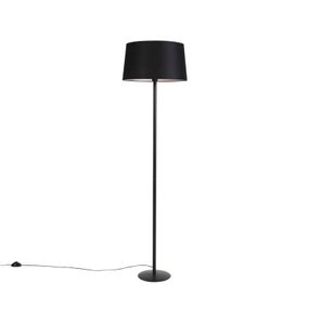 Čierna stojaca lampa s čiernym ľanovým tienidlom 45 cm - Simplo