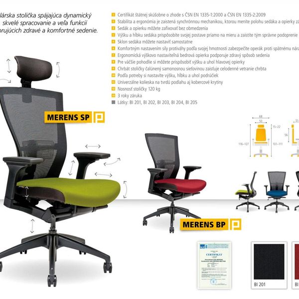 OFFICE PRO bestuhl -  OFFICE PRO bestuhl Kancelárska stolička MERENS BP žltá