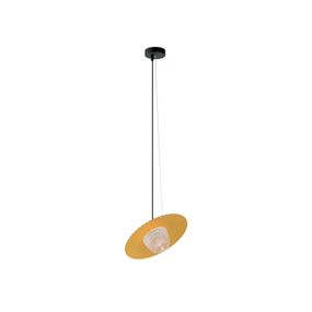 Viokef Závesná lampa Carmen, 1-plameňová, zlatá, Obývacia izba / jedáleň, oceľ, sklo, G9, 25W