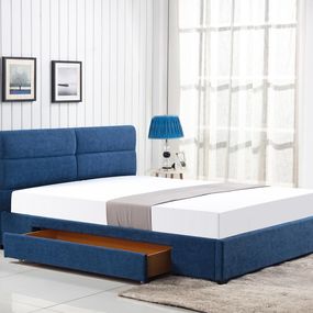 Čalúnená manželská posteľ s roštom Merida 160 - modrá