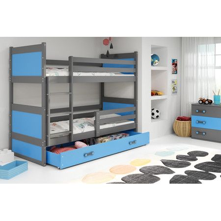 Detská poschodová posteľ RICO 160x80 cm Modrá Šedá