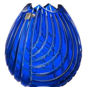 Krištáľová váza Linum, farba modrá, výška 210 mm